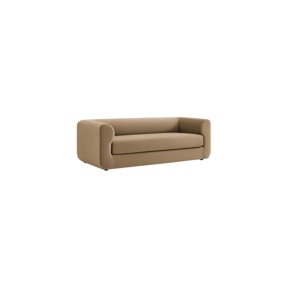 Modway Leif Performance Velvet Upholstered Sofa – 89 Inch Modern Tuxedo Sofa – Comfy 3 Seater Velvet Couch