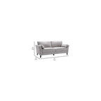 Pemberly Row 77" Sofa, Light Gray Velvet Upholstery, Pocket Coil Springs, Solid Wood Frame, Foam Padding, Dark Brown Legs, Includes 2 Accent Pillows, Transitional Style Living Room Seating, 34 x 77 x