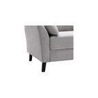 Pemberly Row 77" Sofa, Light Gray Velvet Upholstery, Pocket Coil Springs, Solid Wood Frame, Foam Padding, Dark Brown Legs, Includes 2 Accent Pillows, Transitional Style Living Room Seating, 34 x 77 x