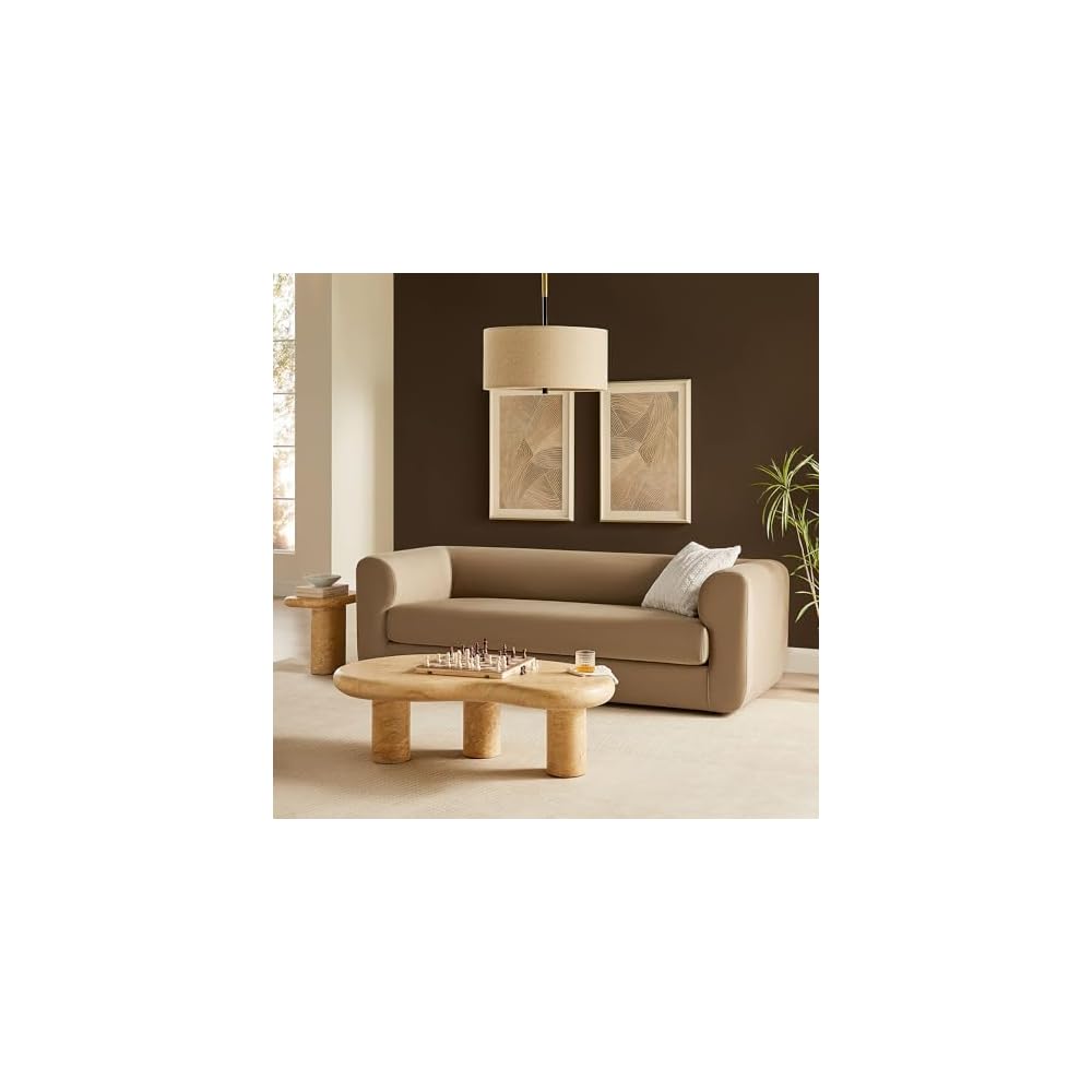Modway Leif Performance Velvet Upholstered Sofa – 89 Inch Modern Tuxedo Sofa – Comfy 3 Seater Velvet Couch