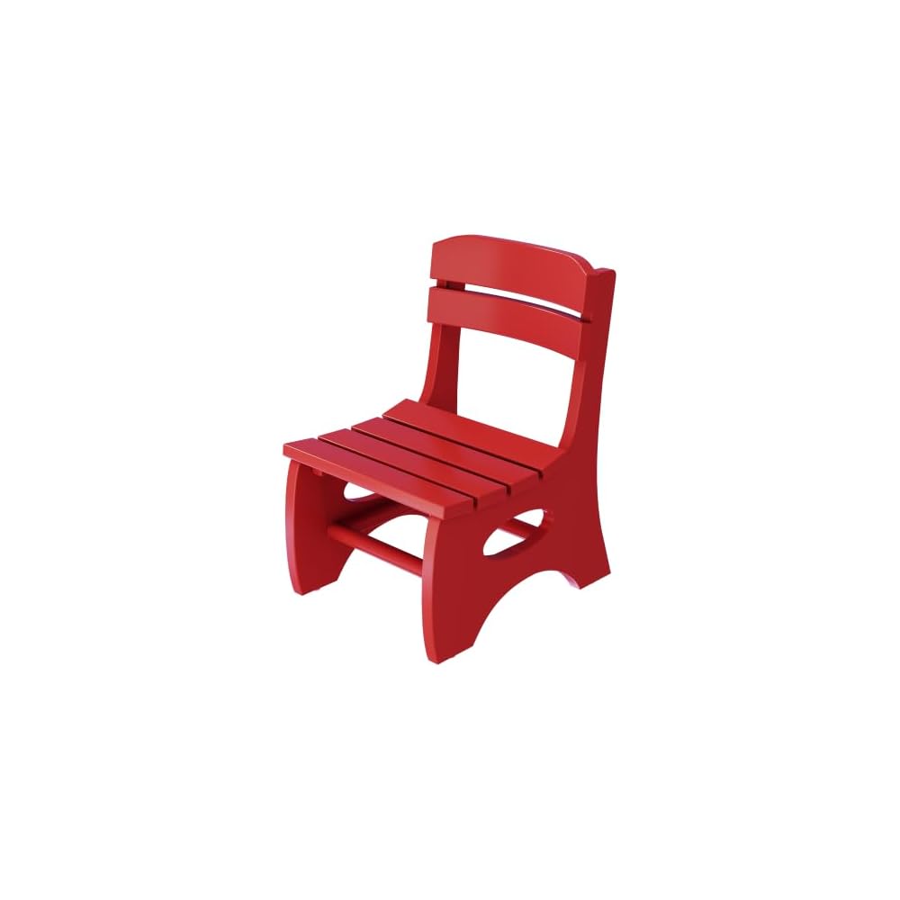 Red Slatted Wooden Casual Chair with Back, Lightweight Indoor Outdoor Patio Side Chair