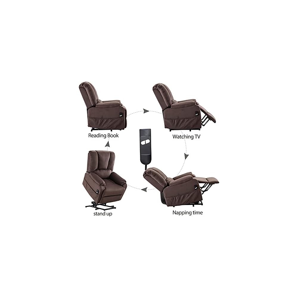 Power Lift Recliners for Elderly Genuine Leather Recliner Electric Reclining Chair Sofa Office Chair with Foot Rest and Remote Control Soft Fabric Sofa