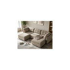VANOMi Sectional U-Shaped Sofa for Living Room, Modualr Sofa Couch, Camel