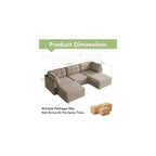 VANOMi Sectional U-Shaped Sofa for Living Room, Modualr Sofa Couch, Camel