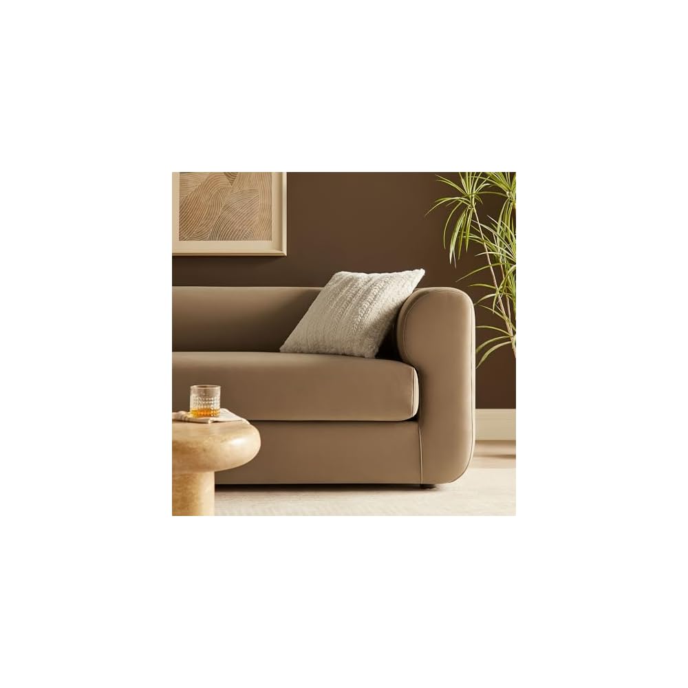 Modway Leif Performance Velvet Upholstered Sofa – 89 Inch Modern Tuxedo Sofa – Comfy 3 Seater Velvet Couch