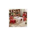Red Slatted Wooden Casual Chair with Back, Lightweight Indoor Outdoor Patio Side Chair