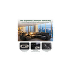 A Ainehome Power Recliner Sectional Couches for Living Room with Bass Speakers, Black Leather Sectional Reclining Corner Sofa Couch Set with Adjustable Headrest/USB Port/Cup Holder/Storage for offices