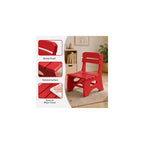 Red Slatted Wooden Casual Chair with Back, Lightweight Indoor Outdoor Patio Side Chair