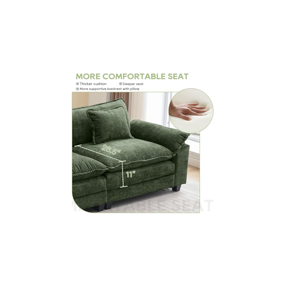 Oprisen 86" Modular Sectional Sofa, Comfy Deep Cloud Couch with Ottoman