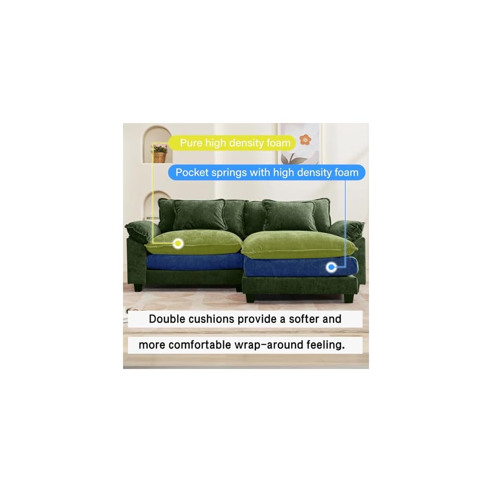 Oprisen 86" Modular Sectional Sofa, Comfy Deep Cloud Couch with Ottoman