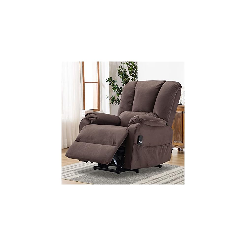 Power Lift Recliners for Elderly Genuine Leather Recliner Electric Reclining Chair Sofa Office Chair with Foot Rest and Remote Control Soft Fabric Sofa
