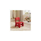 Red Slatted Wooden Casual Chair with Back, Lightweight Indoor Outdoor Patio Side Chair