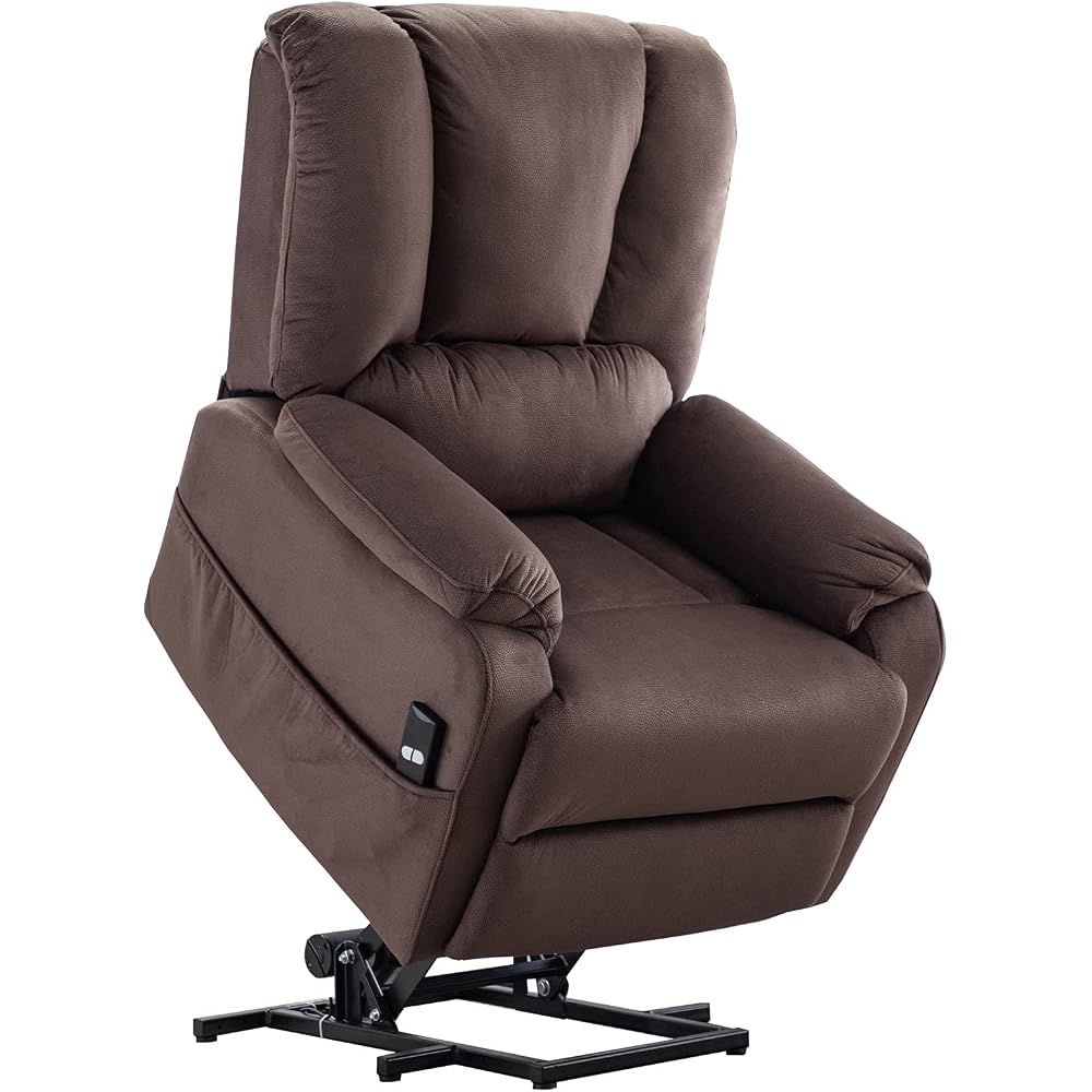Power Lift Recliners for Elderly Genuine Leather Recliner Electric Reclining Chair Sofa Office Chair with Foot Rest and Remote Control Soft Fabric Sofa