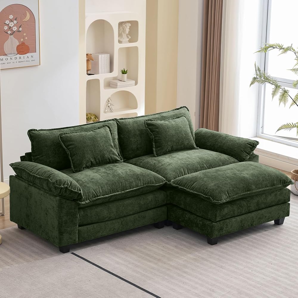 Oprisen 86" Modular Sectional Sofa, Comfy Deep Cloud Couch with Ottoman